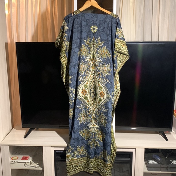 House dress/mumu, blue, Bohemian, style pattern, Long, XL women’s. - Picture 2 of 3